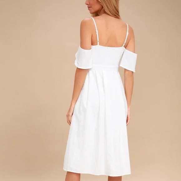 Lulus I’ve Got Love White Off-the-Shoulder Midi Dress NWT size Small - Picture 3 of 15